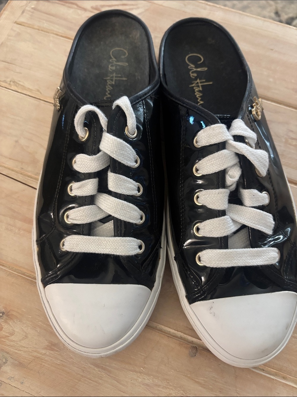 Cole Haan Black Patent Slip-On Sneakers size 9